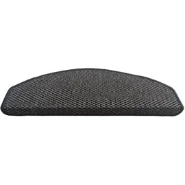 oKu-Tex Stufenmatten Sisal Optik, Stufenmattenset 15 teilig Florenz, halbrund, 65 x 24 cm, mit Winkelschiene, selbstklebend, anthrazit, Flachgewebe