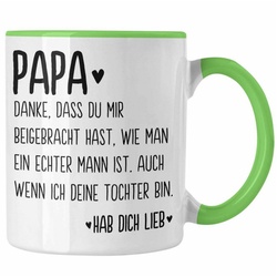 Trendation Tasse Trendation – Papa Tasse Geschenk von Tochter Kaffeetasse Sprüche Vatertag Geschenkidee Spruch Vater grün