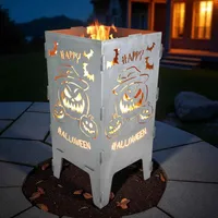 Feuerkorb Halloween hochwertig Feuertonne 38x75cm 3mm Stahl Feuerstelle Garten