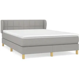 vidaXL Boxspringbett mit Matratze Hellgrau 140x200 cm Stoff