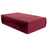 COFI 1453 Jersey Spannbettlaken 100% Baumwolle 140-160x200 cm + 25 cm Rundumgummizug Bordeaux