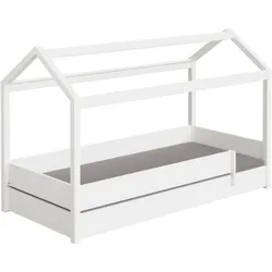 Hausbett PAIDI "TINY HOUSE", weiß (kreideweiß), B:100cm H:135cm L:210cm, Betten, mit Rausfallschutz, individuell gestaltbar, hochwertig verarbeitet
