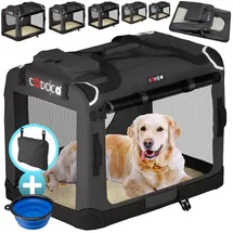 CADOCA Cadoca® Tiertransportbox Gr. XXL 90x60x66cm faltbar atmungsaktiv robust Auto Hundetransportbox Transporttasche Haustiertransportbox Hundetragetasche Anthrazit