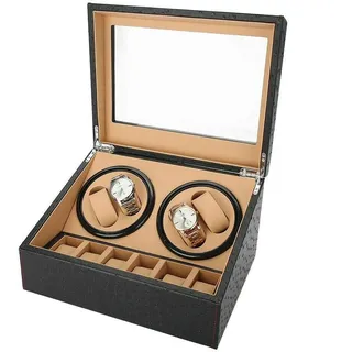 Frederimo Automatische Uhrenbeweger Box, Uhren Aufbewahrungsboxen mit 4 Uhrenbewe + 6 Uhren Mute Uhrenbeweger Box