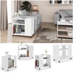 VICCO Beistelltisch ROLLI Couchtisch Rollen Weiß Sofatisch Wohnzimmer Ablage