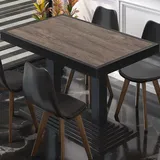 GGMMÖBEL BPY | Bistro Tisch | 120 x 70 x 81 cm | Quadratisch | Metallrahmen | Light Wenge / Schwarz