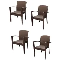 Konway Stapelstuhl MAUI (4 St), 4x KONWAY® MAUI Stapelsessel Mokka Premium Polyrattan Sessel braun