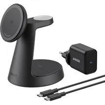 Anker kabellose Ladestation (3-in-1, Magnetischer Ständer) Schwarz - Schwarz