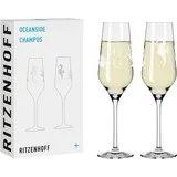 3851001 Champagnerglas 250 ml 2er Set Serie Oceanside Nr 1 2 Stück Seepferdchen-Motiv Made in Germany