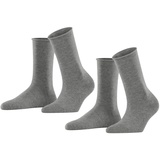 Esprit Damen Socken Basic Pure 2-Pack W SO Baumwolle einfarbig Grau 39-42
