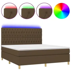 vidaXL Boxspringbett mit Matratze & LED Dunkelbraun 180x200 cm Stoff
