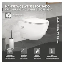 luxebath Wand-WC mit WC-Sitz Weiß Nano