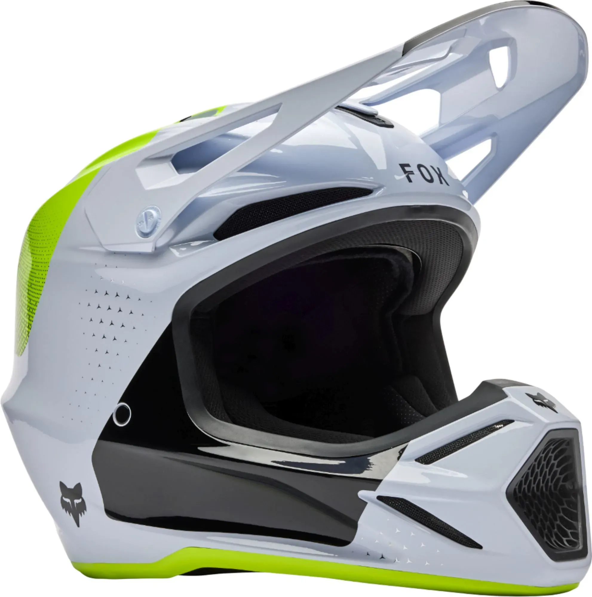 FOX V3 Tine Motocross Helm, weiss, Größe M für Männer