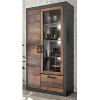 Furn.design Inn.Furn Stauraumvitrine "Ward" in Old Used Wood Shabby