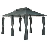 Mondeer Gartenpavillon 3 x 4 m inkl. 6 Seitenteile Grau