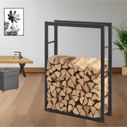 Kaminholzregal | Stahl | Schwarz | 80x150x25cm | Feuerholzregal | Brennholz