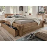 Casamia Massivholzbett Bett Doppelbett Balkenbett Jugendbett Lana 140/160/180x200cm Wildeiche