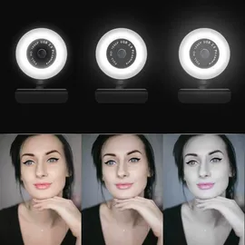 Avizar Webcam Ring Light USB 1080p Full HD Light Ring, mit Mikrofon - Schwarz - Schwarz