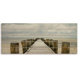 Artland Holzbild »Steg ins Watt«, Strandbilder, (1 St.), beige