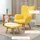Homcom Ohrensessel Cord 80 x 99 x 80 cm Gelb mit Hocker