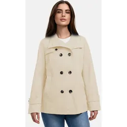 Cabanjacke MANISA, Damen, Gr. 44, beige (hellbeige), Obermaterial: 50% Polyester, 41% Baumwolle, 9% Polyamid. Futter: 55% Polyester, 45% Viskose, unifarben, casual, regular fit hüftbedeckend, ohne Ausschnitt, Langarm mit Riegel 2-Knopf-Manschette, Jacken, mit Stehkragen