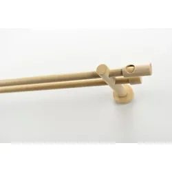 Gardinenstange GARESA "PANDRI", beige (natur), L:400cm Ø:20mm, Holzwerkstoff, Gardinenstangen, Vorhanggarnitur, verlängerbar, gerader Knopf mit Ausschnitt