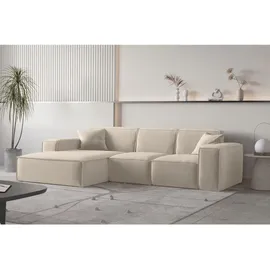 Fun Möbel Ecksofa Designersofa CELES PREMIUM Stoff Opera Velvet Beige Ottomane Links