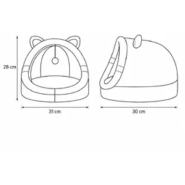 QLS Plüsch Katzenhaus mit Kissen 31x30x28cm - warmes weiches Katzenbett Indoor 11416 - Grau