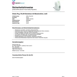 Shelly Plug white Steckdose Wi-Fi