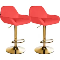 CLP 2er Set Barhocker Braga Kunstleder-Bezug mit Gold-Gestell I