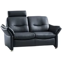 Hukla 2-Sitzer HUKLA "HU-SF15058 Ledersofa, Breite 164 cm", blau (torro nightblau), B:164cm H:91cm T:92cm, Sofas, hochwertiges Glattleder, optional mit Kopfstütze