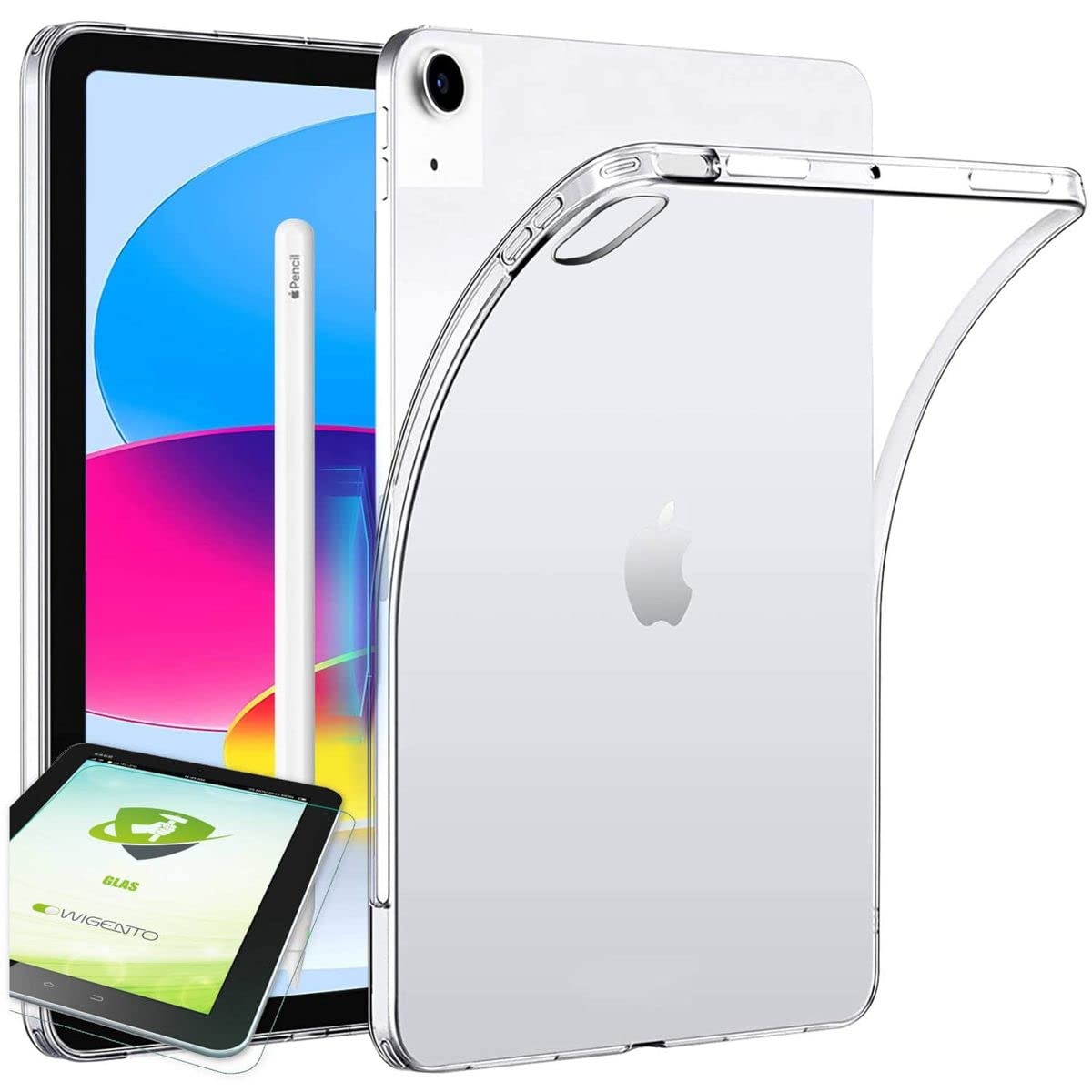 Wigento Für Apple iPad 10.9 2022 10. Generation Transparent Hülle Tablet Tasche Cover + H9 Hart Glas