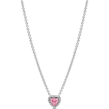Pandora Erhabenes Herz Halskette Pink Silber 45cm