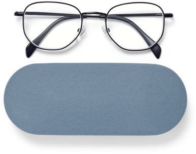 Lesebrille mit Etui - schwarz - Wolle - Schwarz