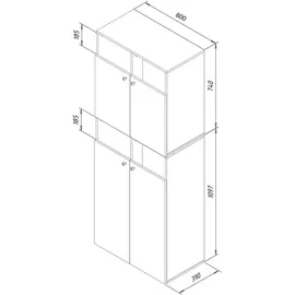 VCM Wäscheschrank Klidas 80 x 39 x 184 cm Weiß Holzwerkstoff