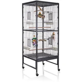 Voliere Zimmervoliere Vogel VogelKäfig Käfig Casa 60 Antik/Platinum Montana