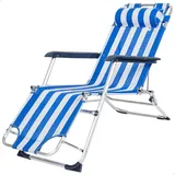 Aktive Liegestuhl Mit Kissen - Blue / White - 153 x 60 x 83 cm