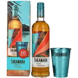 Takamaka Dark Spiced Spirit Drink 38% Vol. 0,7l in Geschenkbox mit Beach Cup