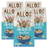 Allos Amaranth Basis Müsli | Müsli ohne Zucker | Bio Müsli | Haferflocken | Frühstückscerealien | mit Honig gesüßt | 5er Pack (5 x 375g)