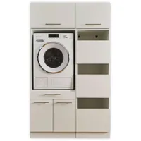 Laundreezy Waschmaschinenschrank, Wäscheschrank und 2x Schrankaufsatz, Weiß - Waschmaschinen-Überbauschrank