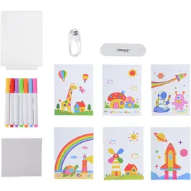 ideoon diy 2er-Set Kreative LED Acryl Maltafel für Kinder: Kabellose DIY Lampe mit Akku & 7 Buntstifte