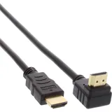 InLine HDMI HS Kabel, gewinkelt, mit Eth., ST / ST, verg. Kont., schwarz, 0,3m