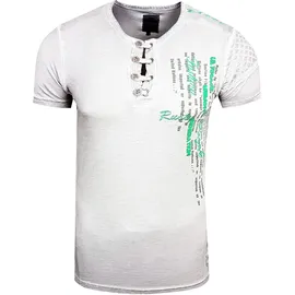 RUSTY NEAL T-Shirt RUSTY NEAL, Herren, Gr. 3XL, grau (hellgrau), 100% Baumwolle, mehrfarbig, normal, Rundhals, Shirts T-Shirt, mit schicker Knopfleiste