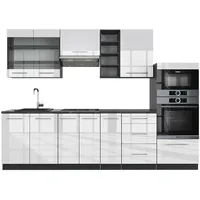 Vicco Küchenzeile Fame-Line 280 cm Weiß Hochglanz/Anthrazit