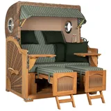 Mr. Deko Strandkorb, Düne Grande Bullauge Teak PE Banana Dessin 504
