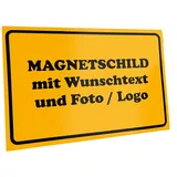 Kiwistar Magnetschild personalisiert - mit Wunschtext Foto und Logo bedruckt - Fahrzeugmagnet für Auto KFZ LKW Transporter Wohnmobil (gelb, 30x20 cm)