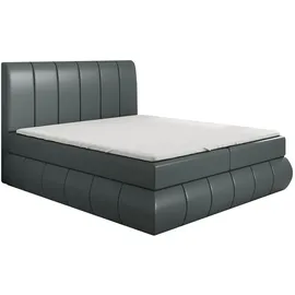 mebloland Boxspringbett KAND 140 x 200 mit 2 Bettkästen, Bonell-Matratze und Topper. Farbe: Grau - Grau