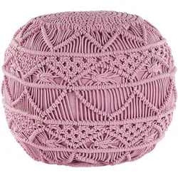 Pouf Makramee Baumwolle rosa ⌀ 40 cm KAYSERI