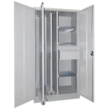 Pavoy Stahl-Vertikalauszugsschrank, Trennwand, 2 Auszüge, 3 FB, 2 Schubladen, RAL 7035