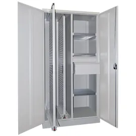 Pavoy Stahl-Vertikalauszugsschrank, Trennwand, 2 Auszüge, 3 FB, 2 Schubladen, RAL 7035